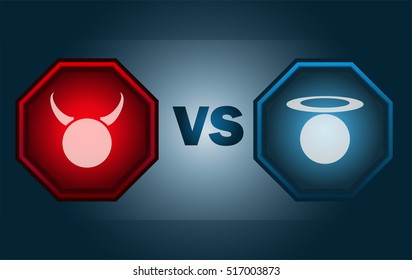 Angel VS Devil Screen, Vector Illustration. 