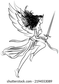 Angel Warrior Woman Ready Battle Sword Stock Vector (Royalty Free ...