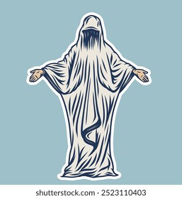 angel with white robe praying vector illustration