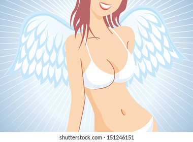 Angel of white swimsuit