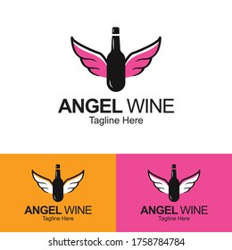 Angel Wine Logo Design Template.