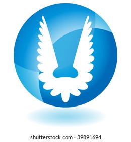 Angel Wing Button on white background.