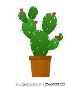 angel wing cactus with flowers vector illustration cartoon logo icon clipart isolated on white background