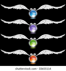 angel wing chrome crystals four