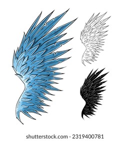 Angel Wing. Hand drawn detailed vector illustration