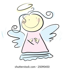 angel wing holiday xmas fresco innocent halo radiance aura caricature trust hope comic goodness angel image artwork christmas art illustration draw doodle vector religion cult archangel