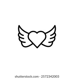 angel wing icon Black and white outline vector