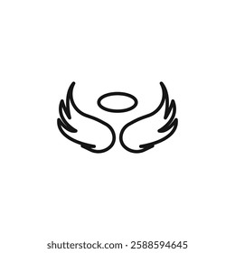 angel wing icon black and white vector outline sign