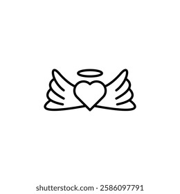 angel wing icon Flat fill set collection