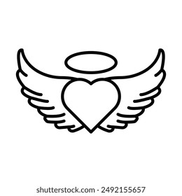 angel wing icon linear logo mark in black and white