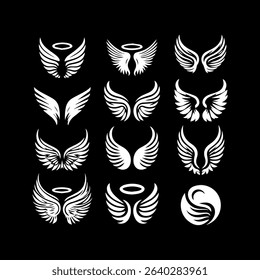 Angel Wing Icon New Design Black And White