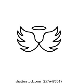 angel wing icon vector outline logo sign