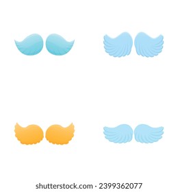 Angel wing icons set cartoon vector. Various pair of wing. Holy flying angelic element