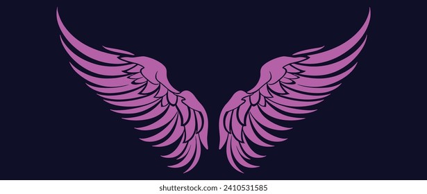 Angel-Flügel-Vektorgrafik, Flügel-Grafik-Element, dünne Linie Schwarz, Engel-Feder-Vektorgrafik, Engel-Flügel-Clip-Art	
