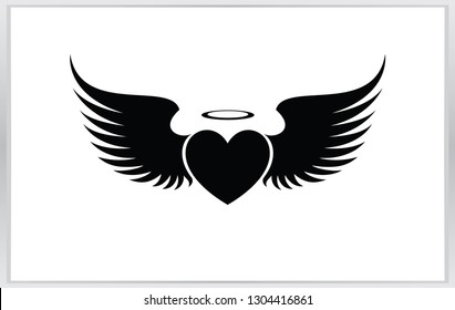 Angel wing with love. heart icon. love symbol