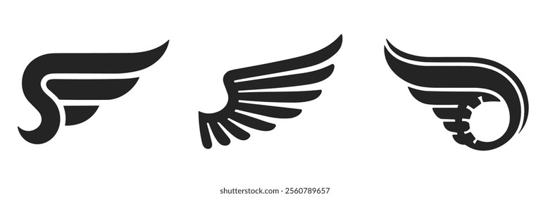 angel wing silhouettes. wing icons vector