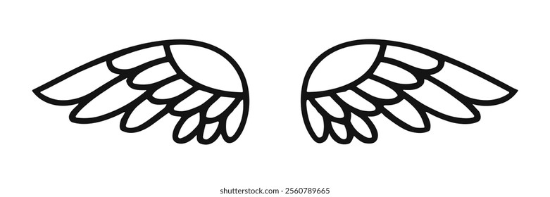 angel wing silhouettes. wing icons vector