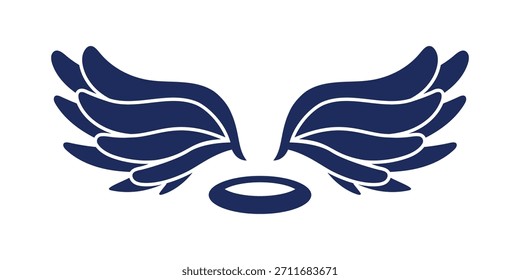 Ilustración vectorial de ala de ángel. Vector de ala de color negro 