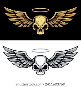 ANGEL WINGED HEAD SKULL ILLUSTRATION