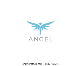 Angel wings. Abstract flying man logo design. Bird wings vector illustration.