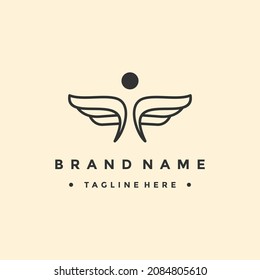 Angel wings. Abstract flying man logo design. Bird wings vector illustration.
