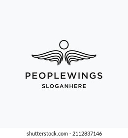 Angel wings. Abstract flying man logo design. Bird wings vector illustration.