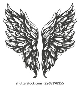 Angel wings, bird wings collection cartoon hand drawn vector illustration sketch