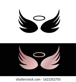 Angel wings black and rose gold feminine style icon perfect to use for app mobile , website , print T-shirt , mug Or logo