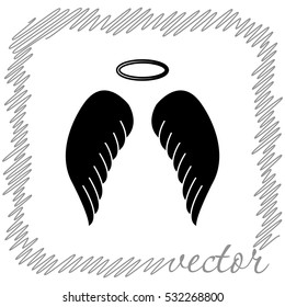 Angel wings  black  vector icon