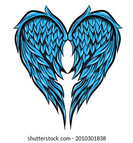 angel wings blue love concept.illustration  vector eps.