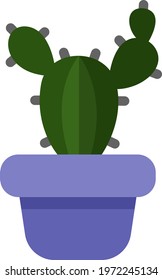 Angel wings cactus in a purple pot, icon illustration, vector on white background