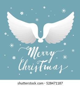 Angel wings, Christmas greeting card, vector illustration