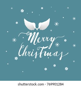 Angel wings, Christmas greeting card, vector illustration
