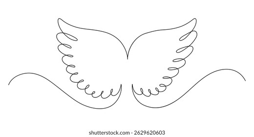 Angel wings. Continuous line drawing. 