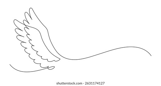 Angel wings. Continuous line drawing. 