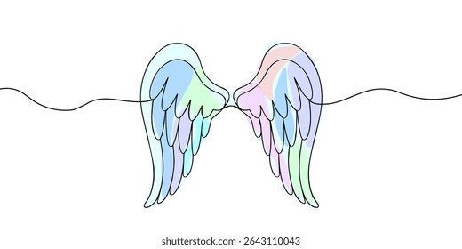 Angel wings. Continuous line drawing. 