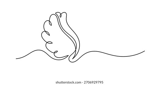 Angel wings. Continuous line drawing. One Continuous Line Art of Wings. Editable Doodle Sketch Strokes, Symbol of harmony, success and freedom.