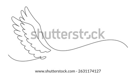 Angel wings. Continuous line drawing. 