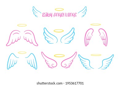 Angel wings design and cute head ring for kids. Isolated on white background