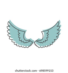 Angel wings doodle icon vector illustration for design and web isolated on white background. Wings vector object for labels, logos and advertising