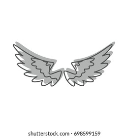 Angel wings doodle icon vector illustration for design and web isolated on white background. Wings vector object for labels, logos and advertising