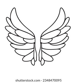 
Angel wings in doodle style. Hand drawn wings outline. Vector illustration for decor.
