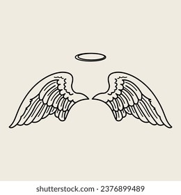 Angel Wings Doodle Vector Illustration