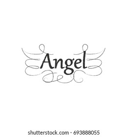 Angel Wings Drawing Vector Illustration Stock Vector (Royalty Free ...