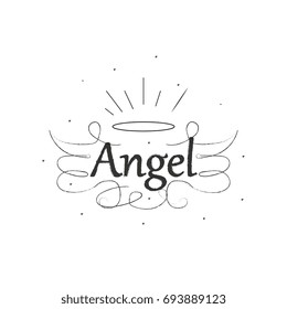 Angel wings drawing vector illustration