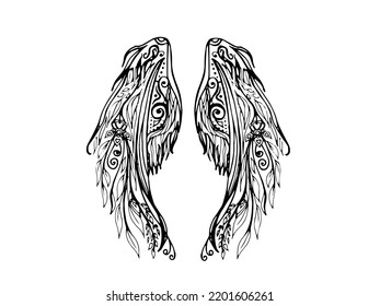 angel wings free line drawing art