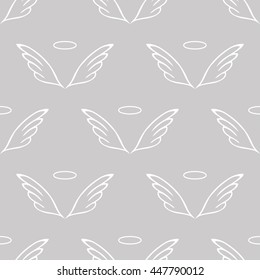 Angel Wings Gray Sketch Pattern