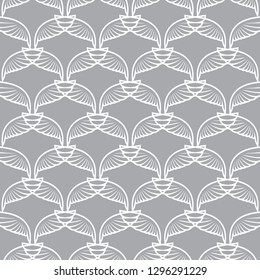 Angel wings grid white gray art seamless sketch pattern