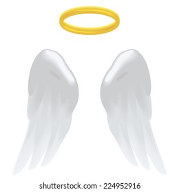 Angel Wings Halo Isolated On White Stock Vector (Royalty Free) 224952916