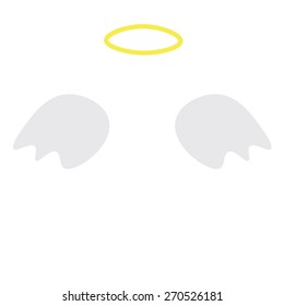 Angel wings and a halo isolated on white background. Vector illustration.